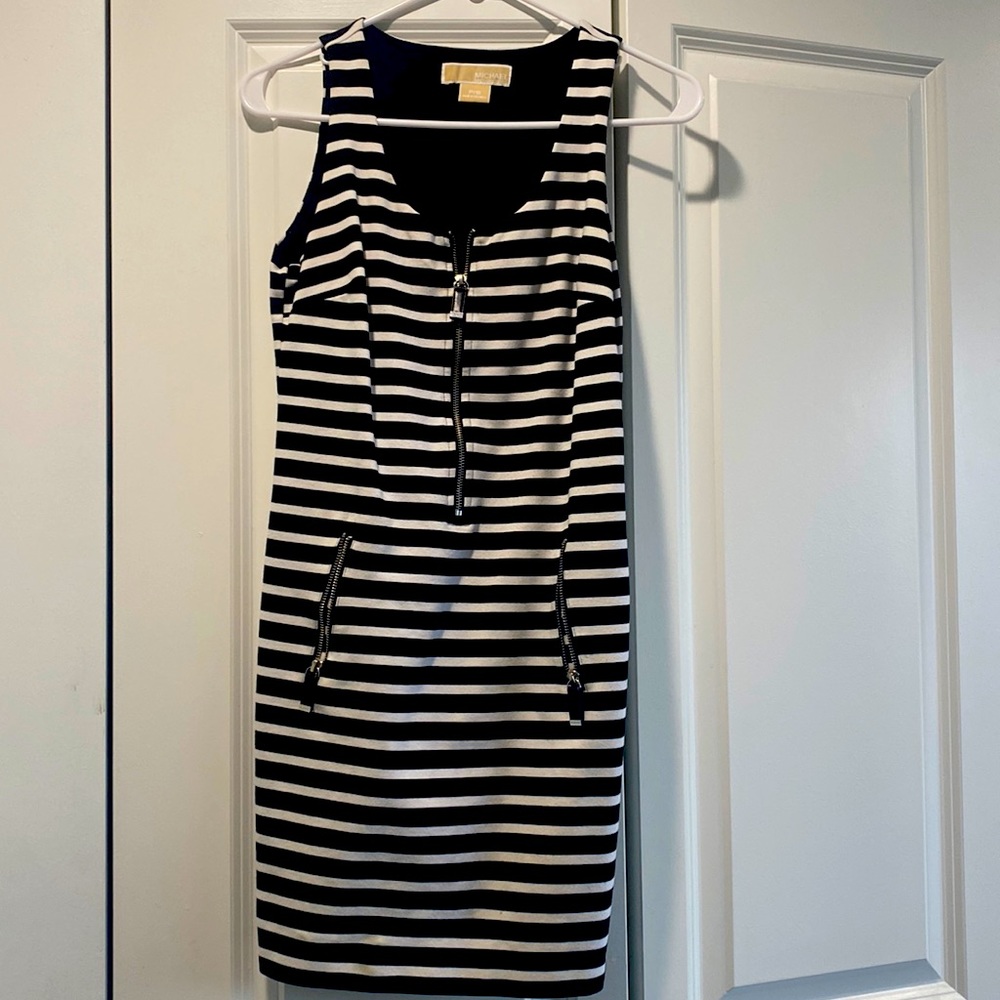Michael Kors Black & White Striped Dress. Size S. EUC.